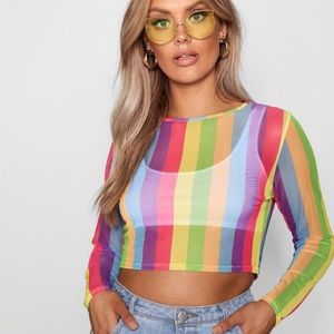 Plus Rainbow Striped Crop Top